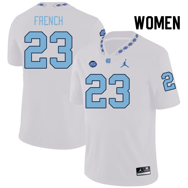 Women #23 Charleston French North Carolina Tar Heels College Football Jerseys Stitched-White